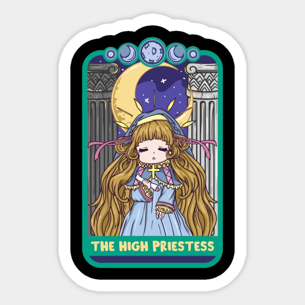 The High Priestess - Cute Kawaii Anime Tarot Shirt Sticker by biNutz